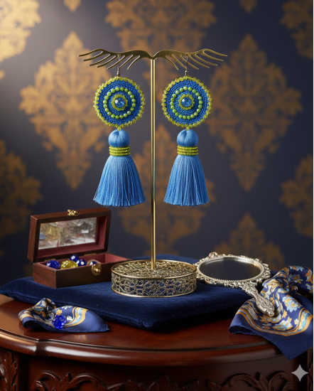 Háčkované  dizajnové náušnice "Ukrajinská slza v mihalniciach"